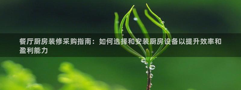 尊龙凯时官网网址：餐厅厨房装修采购指南：如何选择和安装厨房设
